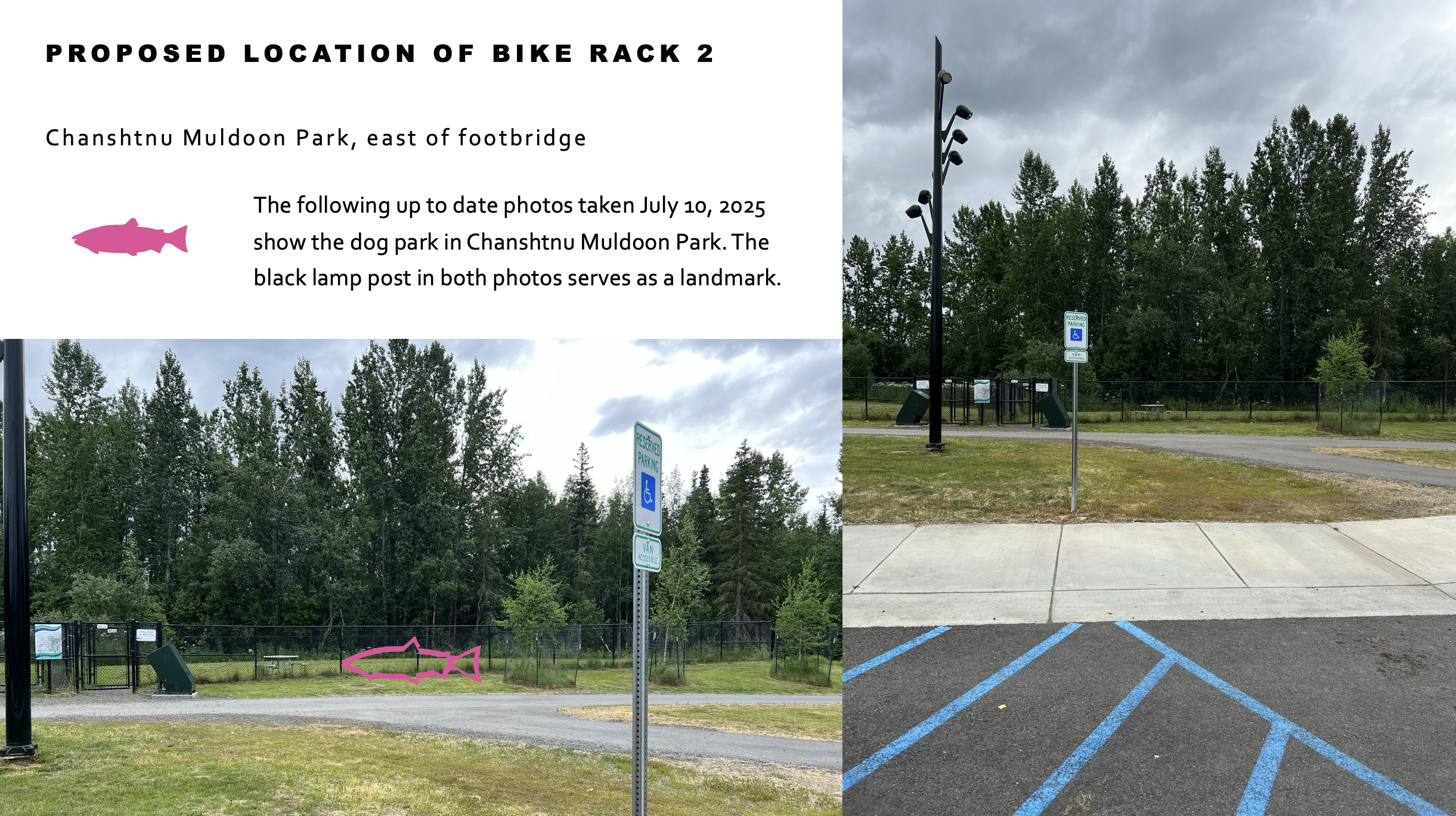 Locations for animal themed bike racks for Northeast Anchorage, Alaska