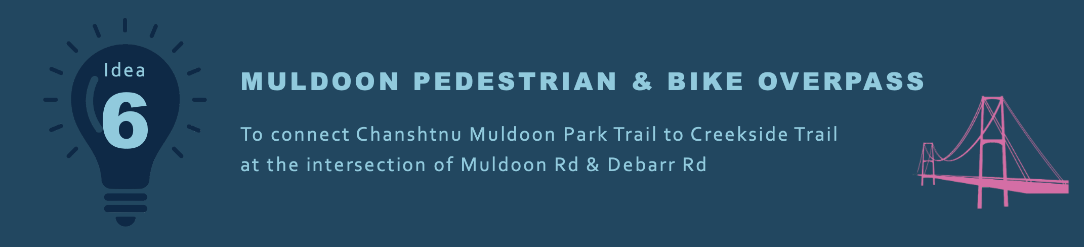 Mock-up of colorful pedestrian and bike overpass to help people cross Muldoon road safely above the traffic
